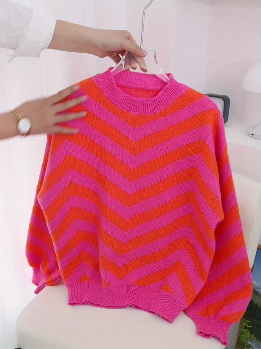 סטרייפ™ | סוודר פסים בלוקי צבע לנשים