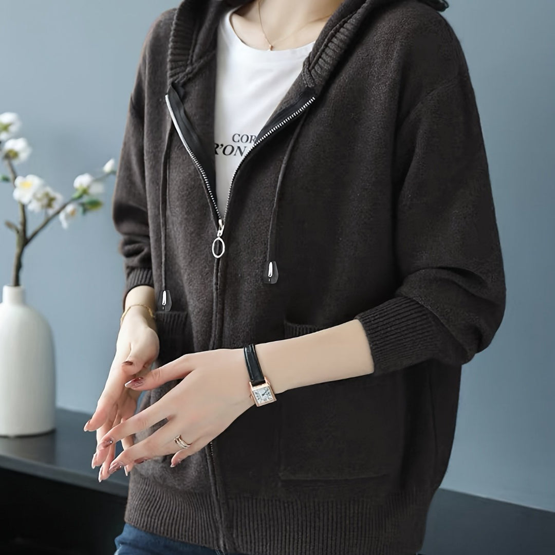 בורגונדי™ | ג’קט עם קפוצ’ון וסגר רוכסן מלא