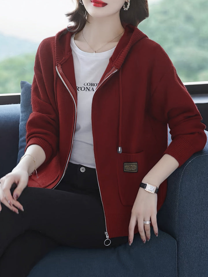 בורגונדי™ | ג’קט עם קפוצ’ון וסגר רוכסן מלא