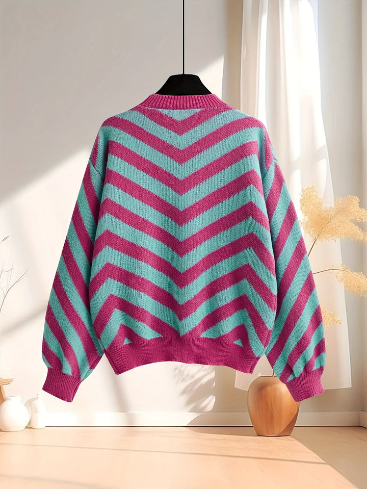 סטרייפ™ | סוודר פסים בלוקי צבע לנשים