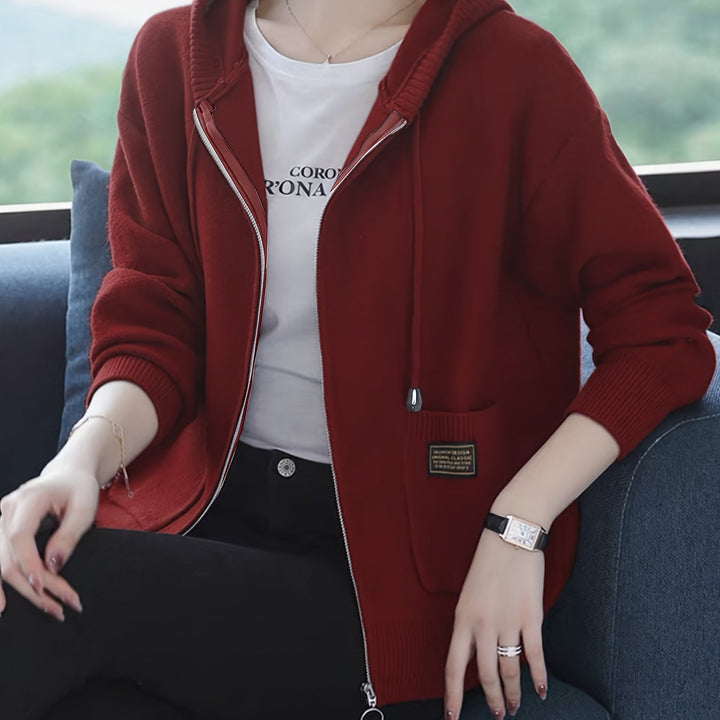 בורגונדי™ | ג’קט עם קפוצ’ון וסגר רוכסן מלא