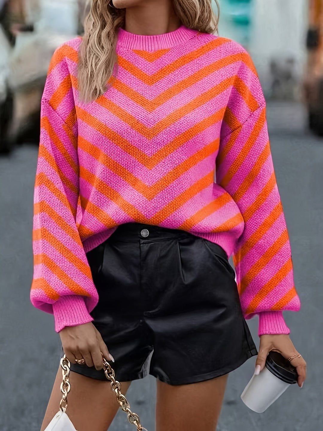 סטרייפ™ | סוודר פסים בלוקי צבע לנשים