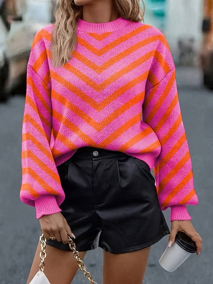 סטרייפ™ | סוודר פסים בלוקי צבע לנשים