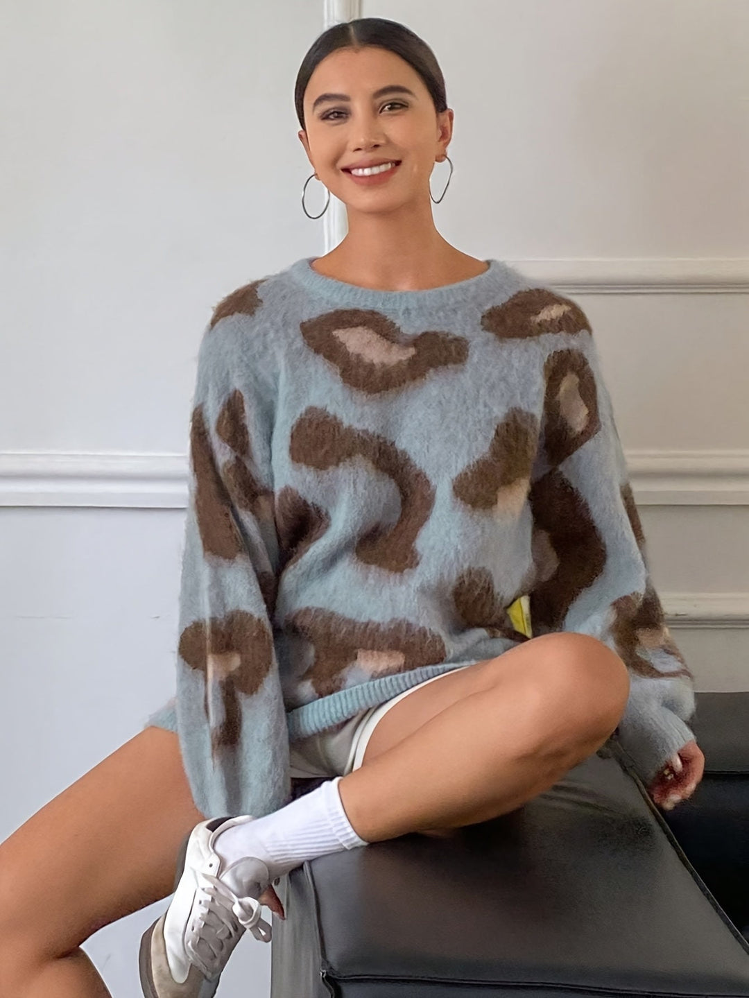 אוברסייז™ | סוודר מנומר רחב לנשים