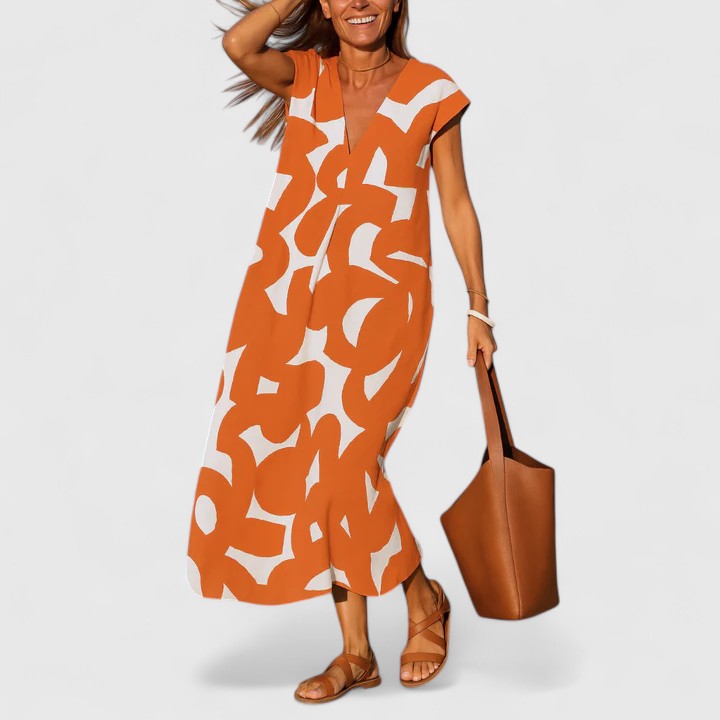 קורליה - שמלת צווארון וי מתוחכמת