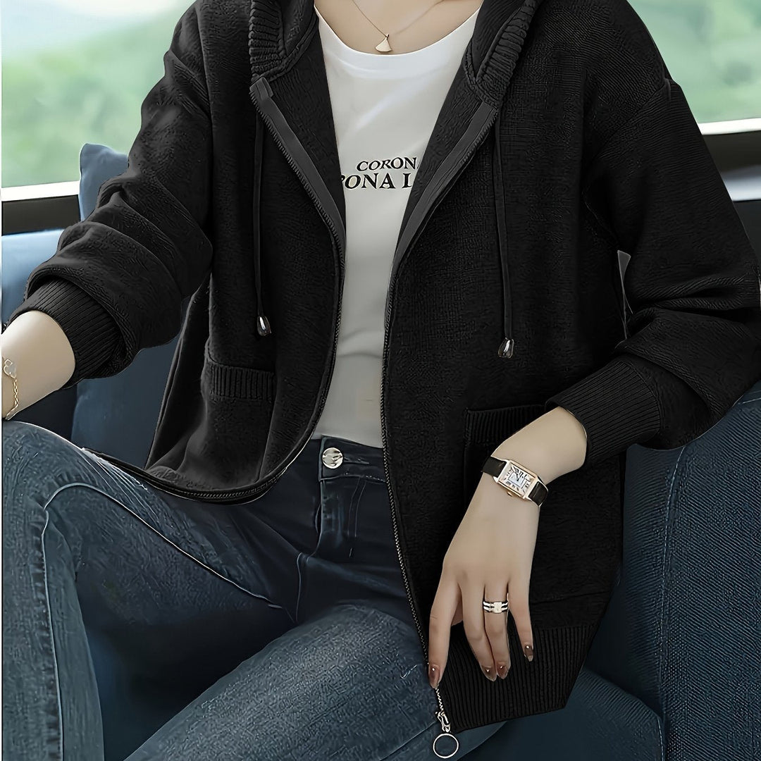 בורגונדי™ | ג’קט עם קפוצ’ון וסגר רוכסן מלא