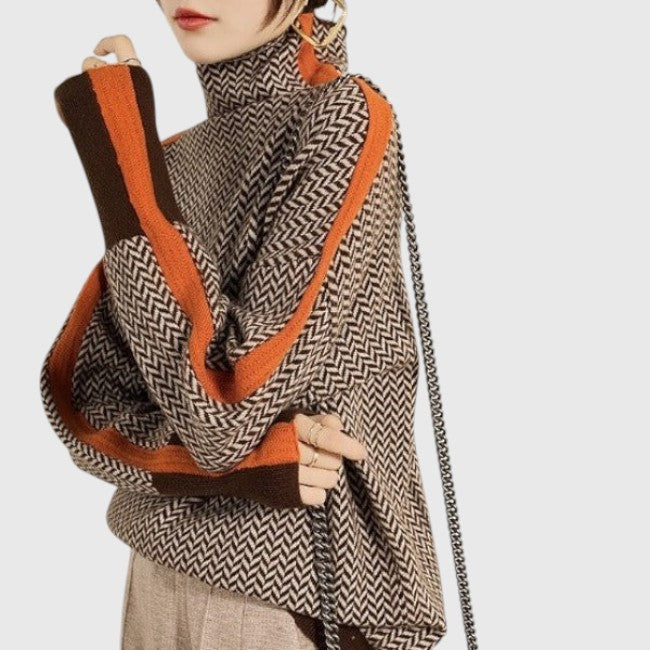 שני – סוודר אלגנטי עם צווארון גבוה