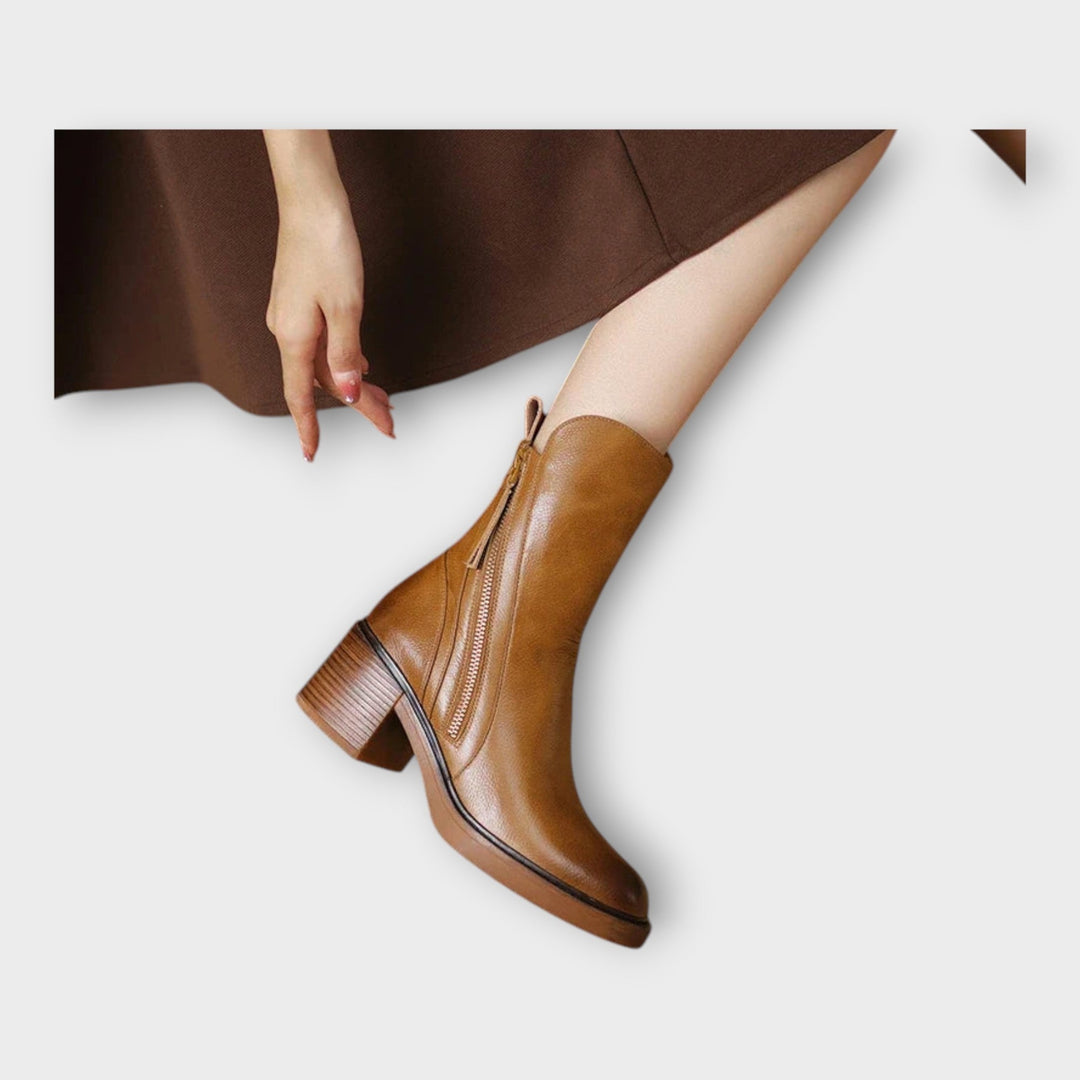 מגפיים עם קו אלגנטי ופרטי רוכסן