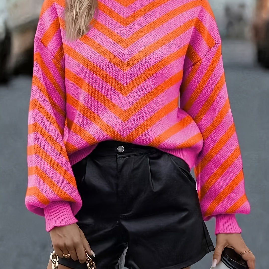 סטרייפ™ | סוודר פסים בלוקי צבע לנשים