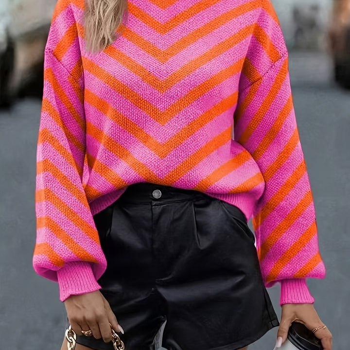 סטרייפ™ | סוודר פסים בלוקי צבע לנשים