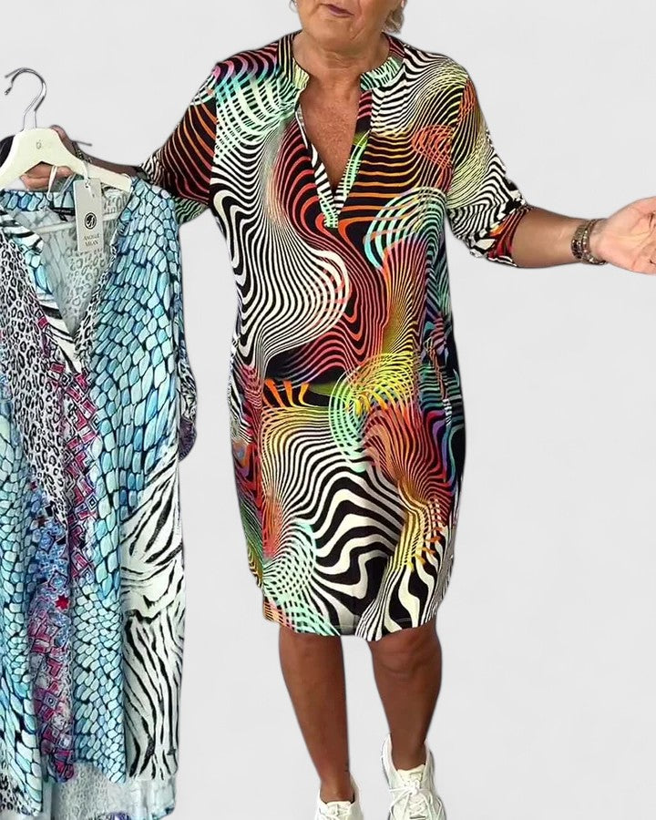 הלינאה - שמלת צווארון וי מעודנת