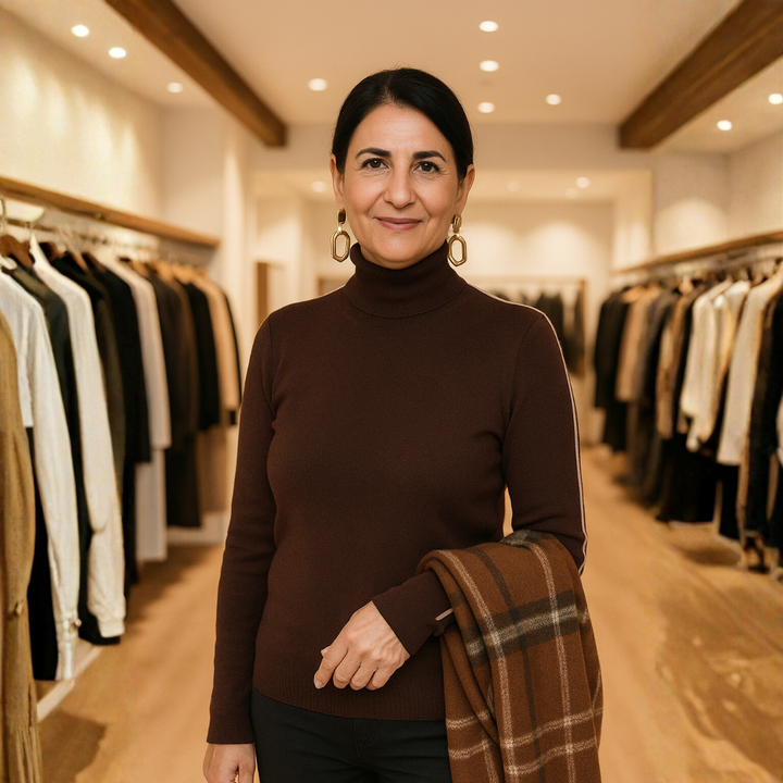 יערה – סוודר אלגנטי עם צווארון גבוה