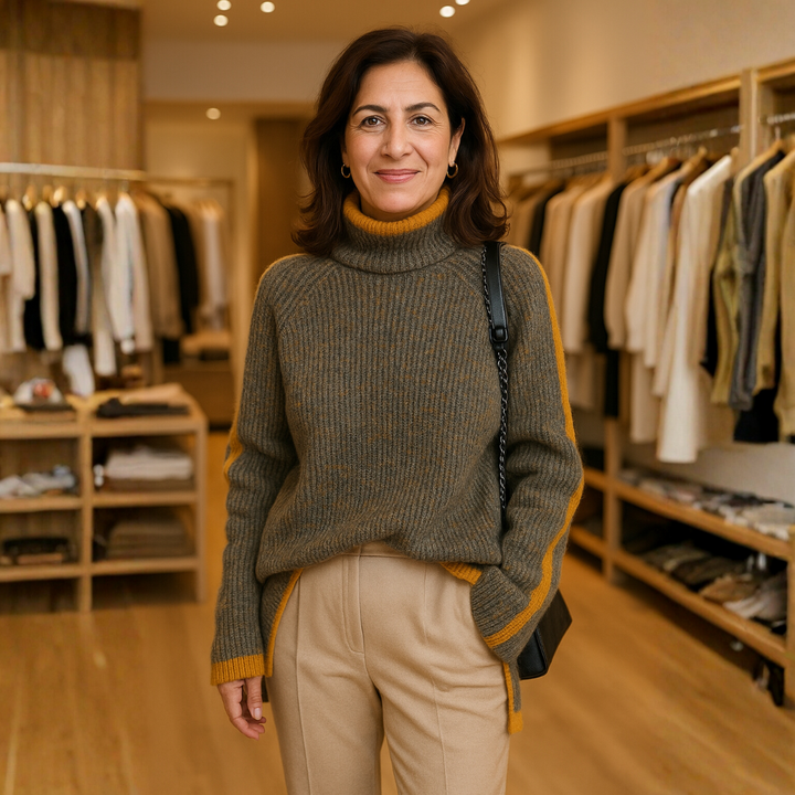 אורית – סוודר נעים עם צווארון גבוה