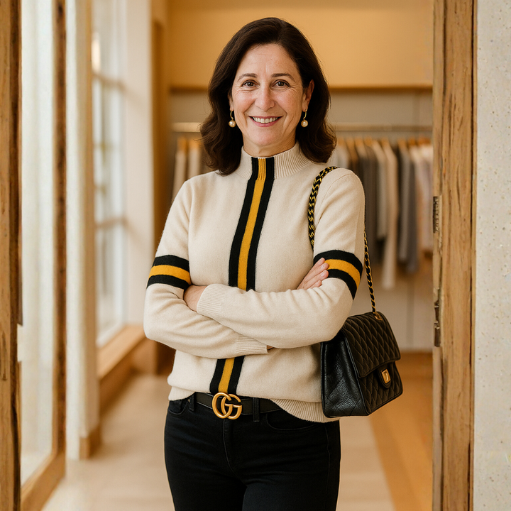 ליה – סוודר אלגנטי עם פס דקורטיבי