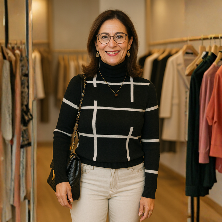 שני – סוודר אלגנטי עם צווארון גבוה