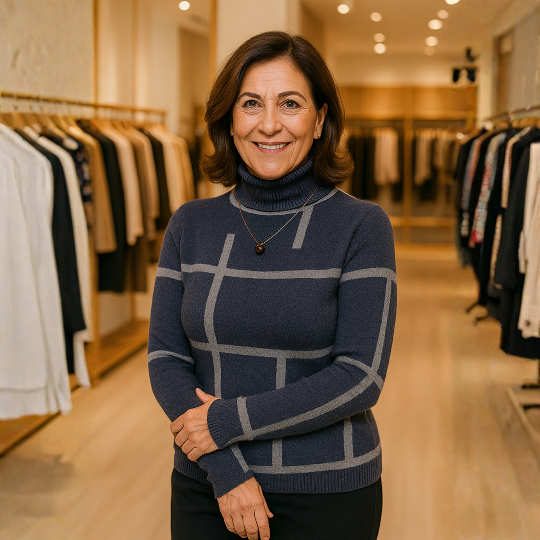 שני – סוודר אלגנטי עם צווארון גבוה