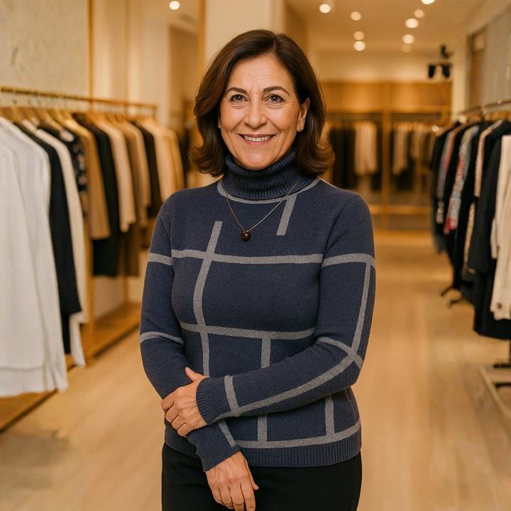 שני – סוודר אלגנטי עם צווארון גבוה