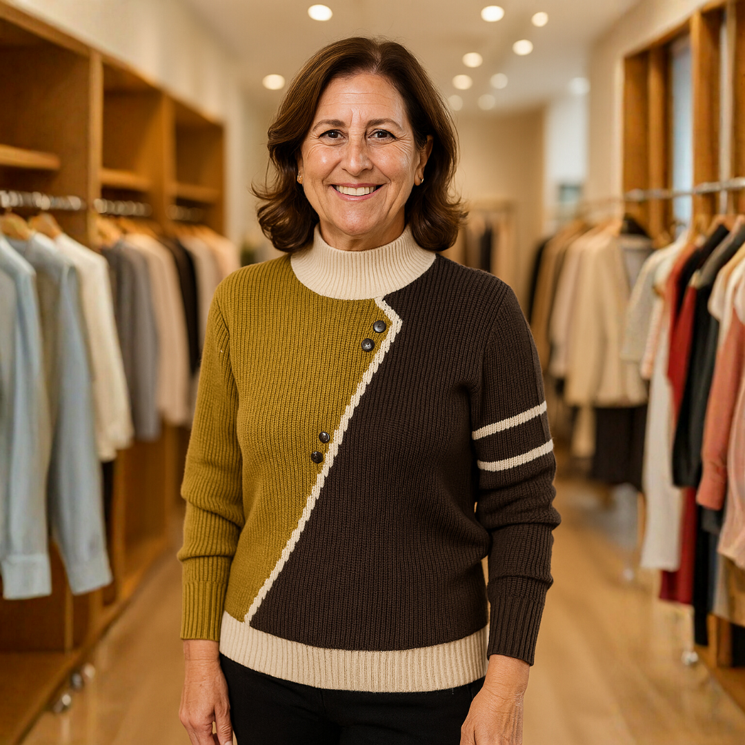 תמר – סוודר אלגנטי עם פרטים א-סימטריים